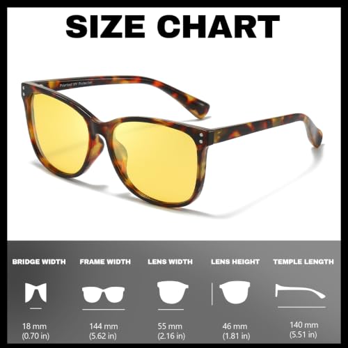 Image of Myiaur Women's Polarized Night Driving Glasses, Anti-Glare Yellow Lens | Nighttime Driving Glasses Boost Low Light Vision, UV400 Protection, Lightweight Frame For Night Driving, Rain & Fog