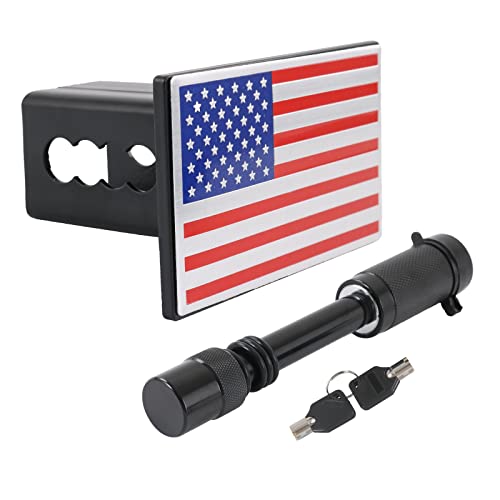 Jdmspeed American Flag Metal Trailer Hitch Cover Heavy Duty 2" Inch Tow Rear Receivers Plug Covers Usa American U.s. Flag Metal Emblem Guard For Pickup Trucks Cars Suv (Red) #TOP7