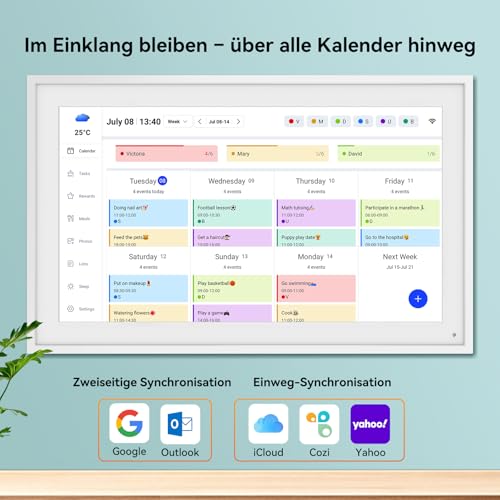 TABWEE Digitaler Kalender 15,6’’ - Elektronischer Wandkalender für Familienplaner, Aufgabenliste, Speiseplan, Belohnungssystem, Digitaler Bilderrahmen, Multi-Kalender-Sync, Wand- & Tischmontage