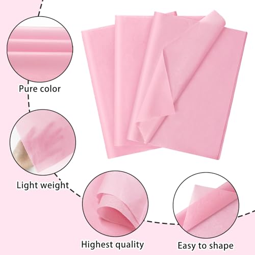 Image of 120 Sheets 20 inchX14 inch Pink Tissue Paper for Gift Bags Wrapping, Art Tissue Paper Bulk for Weddings Birthday Party Crafts Decoration