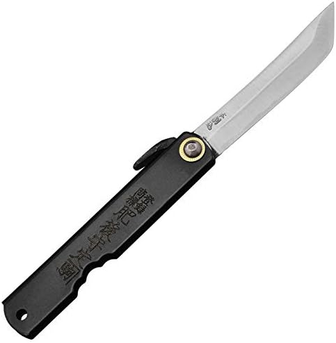 Higonokami Folding Knife – White Paper Steel Sword Shaped Blade 100mm Black