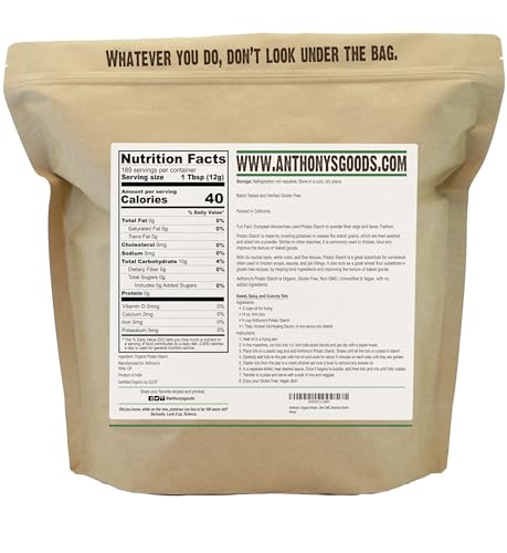 Anthony's Organic Potato Starch, Unmodified, 5lb, Gluten Free & Non GMO, Resistant Starch