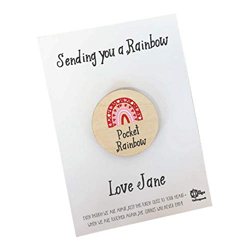 Wooden token Sending You a rainbow token Pocket Hug gift Valentine's