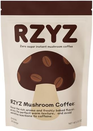 RZYZ Mushroom Coffee, Instant Coffee Powder 30 Servings, 6.35 OZ