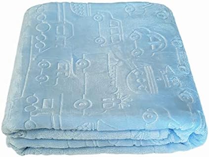 New Luxury Boy Super Soft Fleece Baby Blanket Embossed for Car Seat, Cot, Pram, Blue