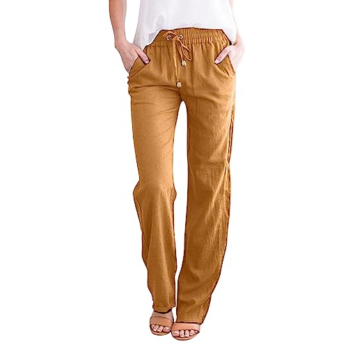 Nuoke Pantalón Mujer, Pantalones De Lino Mujer, Productos elegibles, Oferta Flash, Womens Trousers, White Linen Trousers Womens,_5