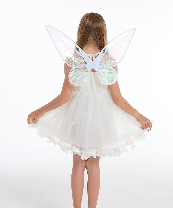 Miniatura 9 de Nenrte Alas de hadas para niñas, alas de mariposa para niñas, alas de ángel transparentes brillantes, disfraz de hada para mujer, disfraz de fiesta