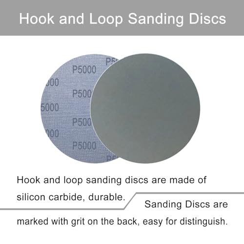 Image of 6 Inch 50 Pcs Wet Dry Sanding Discs Hook and Loop, 5000 Grit Sandpaper Automotive Wood Metal Polishing & Sanding, Silicon Carbide Sand Paper for Random Orbital Sander (Grit 5000)