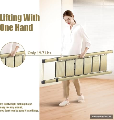 Image of SOLADDER 6 Step Ladder, Folding Step Stool with Handgrip and Anti-Slip Wide Pedal, Portable Lightweight Aluminum Stepladder for Kitchen, Home, Library, Office (300 lbs Capacity) - Gold