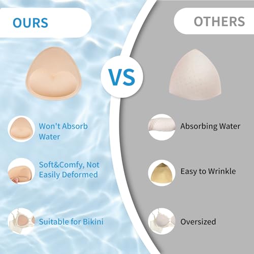 Waterproof Bathing-Suit Padding Inserts - Swimsuit Heart Pads Insert Push up for Women | 2 Pairs Sewn-Edge Bikini3