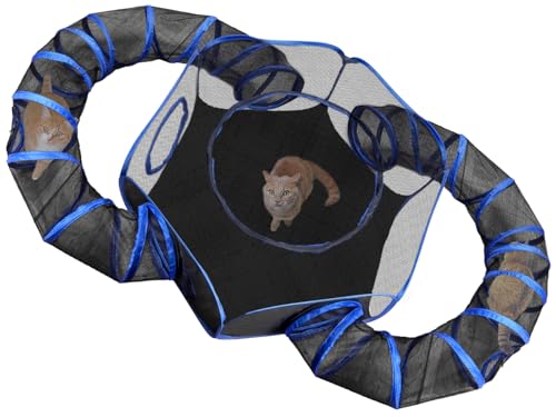 BETYMAN Outdoor Cat Enclosures Playground with 2 Circle Playpen Tunnels Catio, Outside House Include Portable Tent for Cats, Kitty and Small Animals - Indoor Outdoor Fence with Top Cover