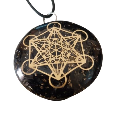 Black Tourmaline With Metatron Pendant Necklace, Orgone Pendant Energy Healing Pendant,Orgenite Crystal for Women & Men - Merkaba Crystal for Reiki-image-12