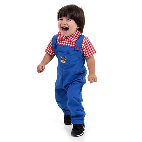 Fazendeiro Bebê Sulamericana Fantasias Azul/Vermelho P 1 Ano