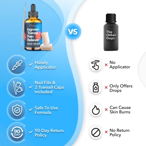 Dr. Krause Ingrown Toenail Treatment Kit - 2 Gel Toe Caps & Toenail File & Best Ingrown Toenail Pain Reliever 0.5Oz & Toenail Softener For Easy Trimming - Essential Oil Drops W Tea Tree Oil #TOP5