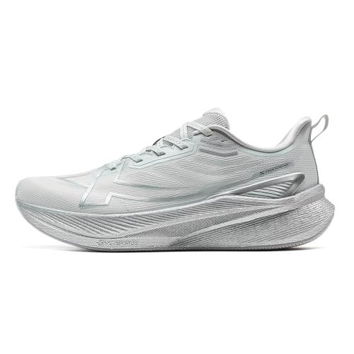 XTEP Laufschuhe Herren 2000KM Serie 3.0 Extrem Abriebfest 70% Energierückgabe Hohe Dämpfung Gedämpft Cushioning Leichte Atmungsaktiv Joggingschuhe für Langstreckenläufe 20 km Grau 43