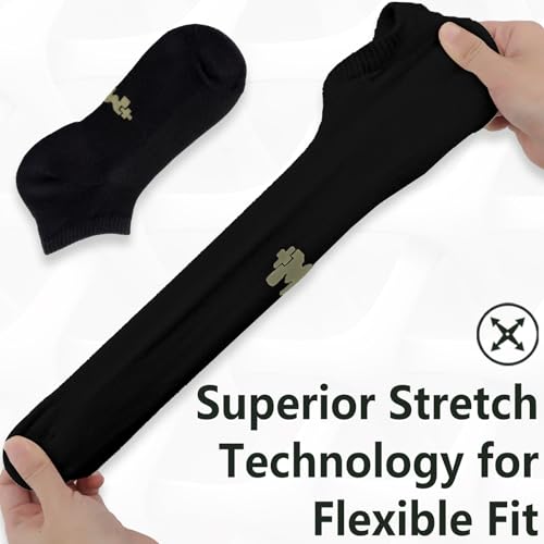 Image of +MD 6 Pairs Viscose Bamboo Ankle Socks for Mens /Womens, Liner Cushion Wicking Smell Control, Athletic Running Casual Low Cut Socks 6Black14-16