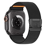 Pulseira masculina de nylon elástica para Apple Watch Ultra/2 de 49 mm, 46 mm, 45 mm, 44 mm, 42 mm, 41 mm, 40 mm, 38 mm, fivela paraquedas para iWatch séries 10, 9, 8, 7, 6, 5, 4, 3, SE/2