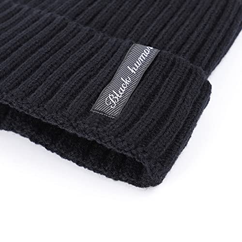 Bcdlily Thermal Winter Beanie Ski Hat Scarf Set Women Men Faux Fur Lined Skullies Caps Neck Warmer (Black) #TOP3