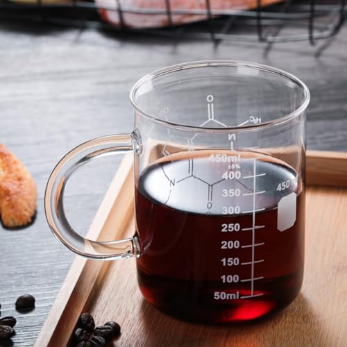 Taza medidora de vidrio transparente con mango y escala de alta claridad 6