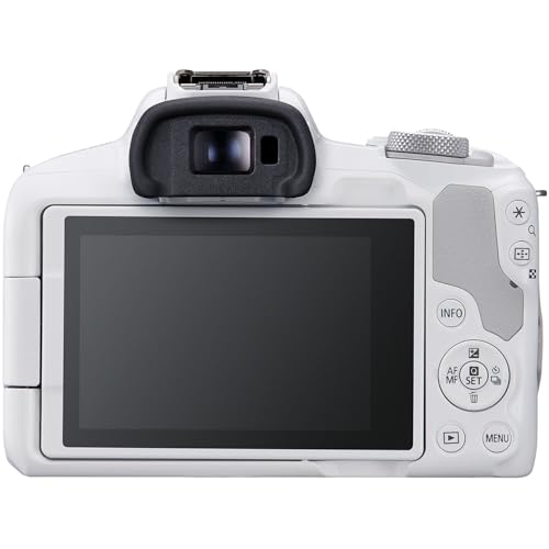 Image of Canon EOS R50 Mirrorless Camera (White) Bundle | 24.2MP APS-C Sensor, Dual Pixel CMOS AF II & 4K Video Recording | Great for Travel & Content Creation (5812C002) + 64GB Memory Card + Camera Bag
