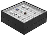 Magic Stackable Jewelry Trays Closet Dresser Drawer Organizer for Rings, Cuff Links, Storage Display Showcase Holder Box, Set of 2