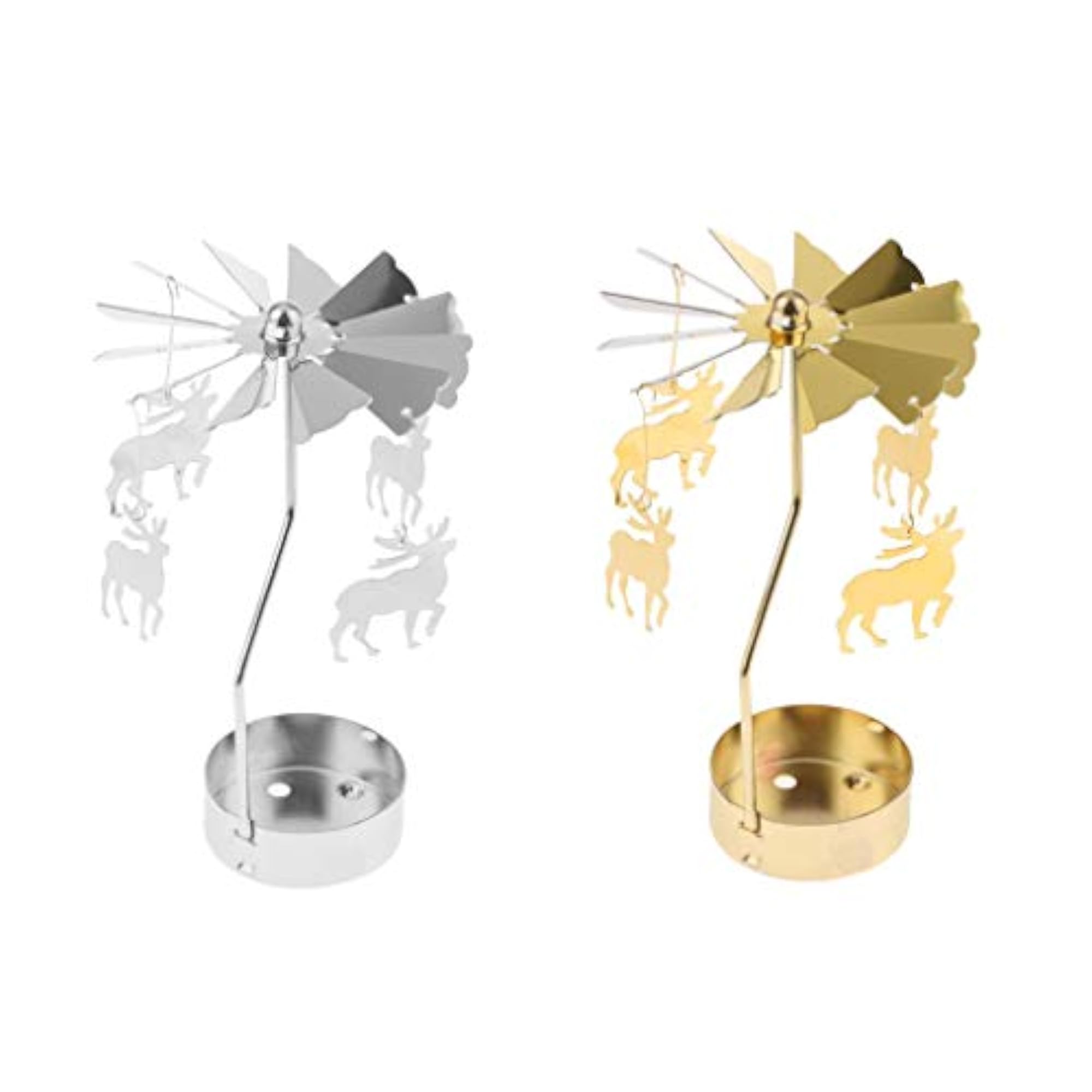 2pack Christmas Decor Rotating Candle Tea Light Holders, Deer