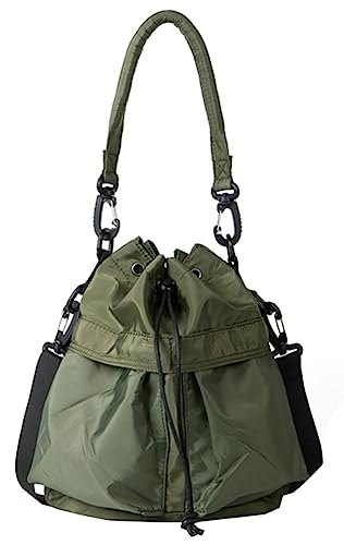 Caistre JS-XBB002-GREEN Women’S Drawstring Bucket Bag Nylon Crossbody Bag Tote Handbags Casual Hobo Shoulder Purse cover
