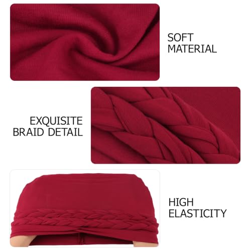 Image of DRESHOW African Women Turban Caps Beanie Twist Headscarf Pre-Tied Double Twisted Braid Hair Cover Wrap Hat Chemo Cancer Cap