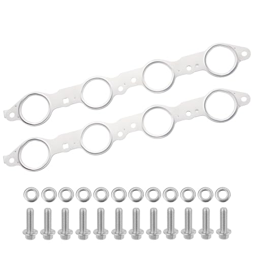 Image of 12617944 LS MLS Exhaust Manifold Gasket & Bolts Kit Compatible with GMC Sierra Yukon, Chevy Silverado 1500 Suburban LS Header Gasket LS1 LS2 LS3 LS6 LQ4 LQ9 LM7 4.8L 5.3L 5.7L 6.0L 6.2L OEM# 12558573