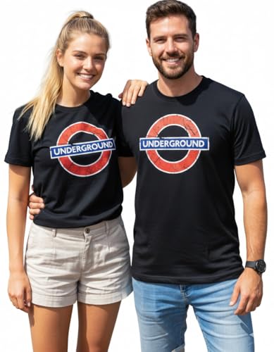 T-shirt London Underground unisexe TFL 101UND coton noir taille XS au 4XL