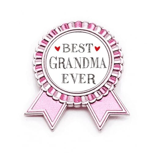 Broche Best Grandma Ever accessoire métal rose taille M pour veste