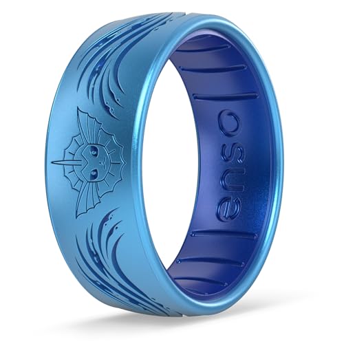 Enso Rings x Pokmon Eeveelutions Dualtone Silicone Rings for Hands - Vaporeon - Blue Topaz/Sapphire-Colored - Size 7