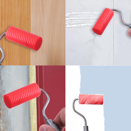 Leimroller Holzleim mit Abstreifwanne – Präzise Klebstoffverteilung, Wiederverwendbares Walzen-Set für Möbelbau & DIY-Projekte (Leimwalze + Tablett)