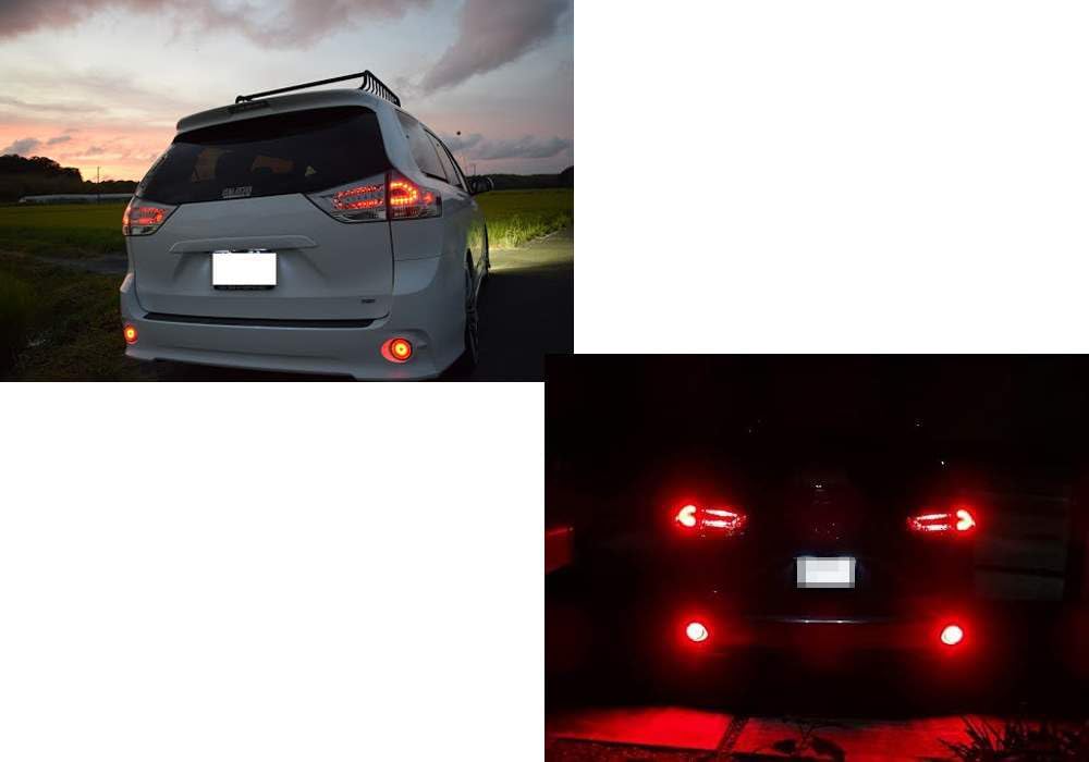 iJDMTOY Red Lens 21-SMD LED Bumper Reflector Lights Compatible With Scion xB iQ, Compatible With Toyota Sienna Corolla, Function as Tail & Brake Lamps
