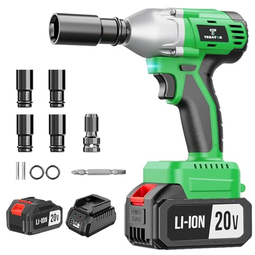4.0Ah Battery Cordless Impact Wrench, 320Ft-lbs(430N.m) Brushless 1/2 Impact Gun, 20V High Torque Power Impact Driver, Electric Impact for Car Home, 1 Battery