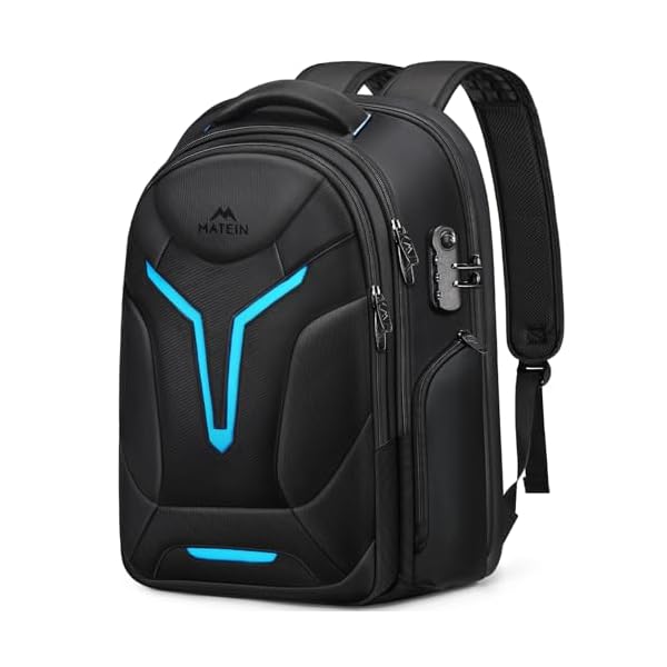 MATEIN 18 inch Gaming Backpack with Thick Padded Laptop Compartment, Anti Theft Extra Large Laptop Backpack with Rain Cover, Waterproof Travel Bag with Tech Organizer for Gaming Accessories