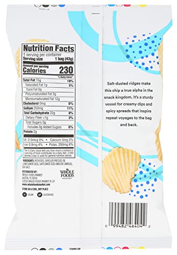 Image of 365 by Whole Foods Market, Rippled Sea Salt Potato Chips, 1.5 Ounce (Pack of 5)