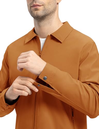 Image of TBMPOY Mens Lightweight Jackets Light Windbreaker Full Zip Casual Work Jacket Golf Business Fall Track Coat with Pockets