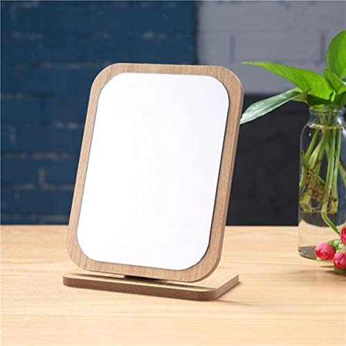 ZHUOAI Wooden Vanity Mirror Desktop Makeup Mirror Wood Frame Cosmetic HD Mirror (Wooden Rectangle)
