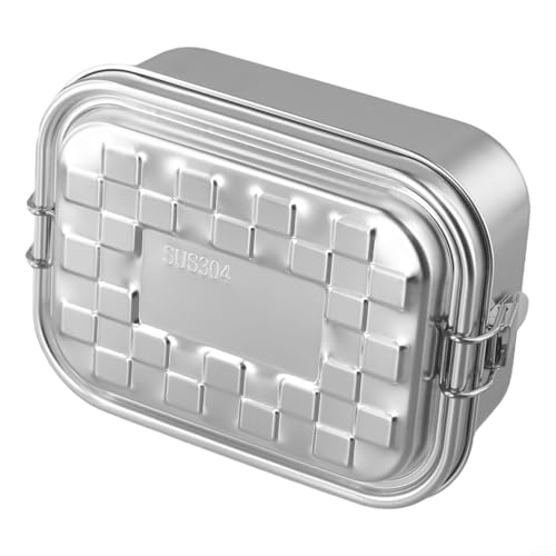 Hosrivae Fiambrera de acero inoxidable de 800 ml para senderismo y aventura al aire libre, contenedor resistente a fugas con tapa de cierre seguro, 43.2 x 33.0 x 6.35 cm, Si