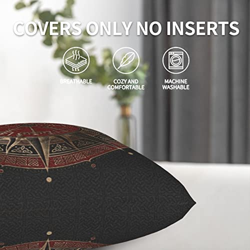 Pack Of 2 Throw Pillow Covers Vegvisir Viking Compass Black Celtic Throw Pillow Case Soft Velvet Decorative Home Decor Living Room Cushion Case For Bed Couch Car 18X18 Inch #TOP1