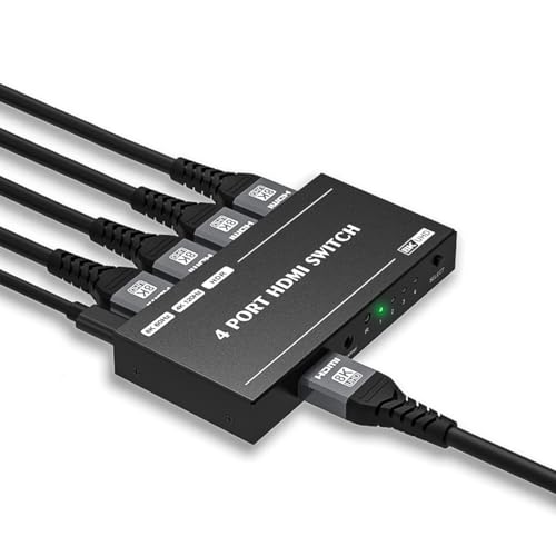 Image of Y.D.F 8K@60Hz HDMI Switcher 4 in 1 Out Aluminum Support 4K@120Hz HDR10+ HDCP 2.3 CEC HDMI 2.1 Switch Splitter Compatible with PS5 /4 Xbox X /S Nintendo Switch /OLED Roku Apple TV Fire Stick UHD TV