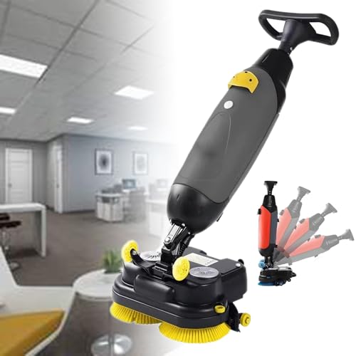 ExoticaBlend Fregadora de Pisos Eléctrica con Operador a Pie, Área de Fregado de 43cm, Tanques Dobles de 4.5 y 7.5 L, Cobertura de 1200 m²/h, 240 RPM, para Pisos de Madera, Azulejo Grey