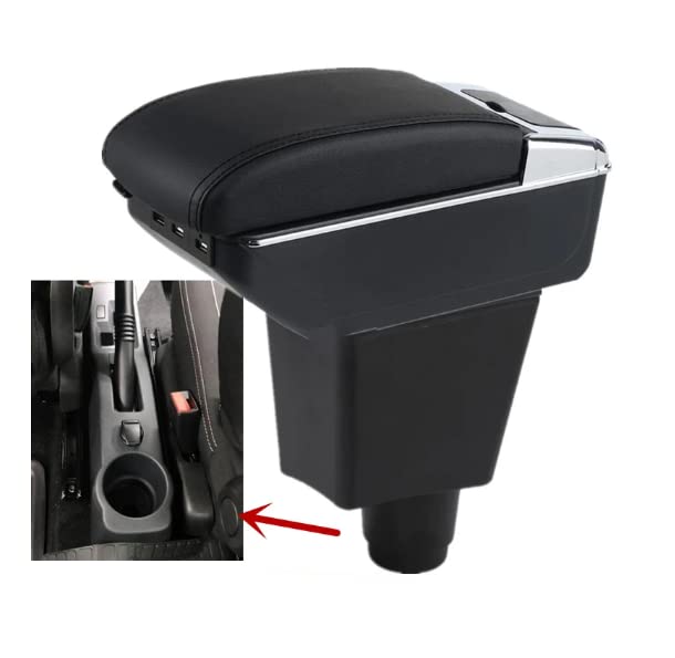 Bracciolo Auto per Dacia Logan 2010-2021 - Poggia braccio per Auto in Pelle Nera con Posacenere e Vano Portaoggetti