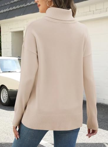 Image of ANFTFH Womens Turtleneck Sweater 2025 Ribbed Knit Top Pullover Sweaters
