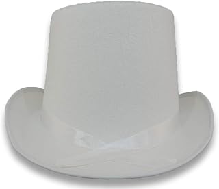 NOVELTY GIANT WWW.NOVELTYGIANT.COM White Permafelt Top Hat With Ribbon Accents