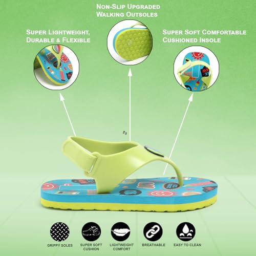 Image of Durable Kids' Flip-Flops with Anti-Slip Sole with joyful print| Comfortable Summer Sandals- perfect outing or daily use & beach days | easy to clean with damp clothes| open toe support