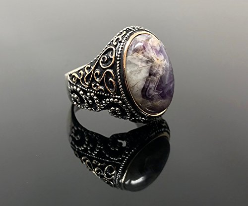 KAR 925K Stamped Sterling Silver Amethyst Men's Ring I1F2