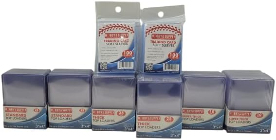 Hobby & Supply 150 Pcs Assorted 3x4 inch Top Loaders Holder for Collectible Sports Cards. 100 Standard 35pt Size, 25 Thick 60pt Size, 25 Thicker 100pt Size
