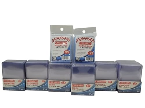 Hobby & Supply 135 Pcs Assorted 3x4 inch Top Loaders Holder for Collectible Sports Cards. 75 Standard 35pt Size, 25 Thick 60pt Size, 25 Thicker 100pt Size and 10 pcs of 180 Super Thicker -  Hobby&Supply, 7100